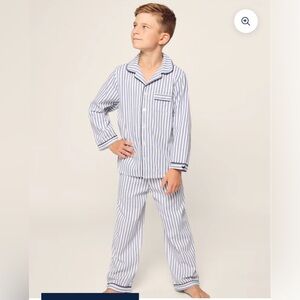 Petite Plume Kid's Twill Pajama Set in Navy French Ticking NWT Size 10